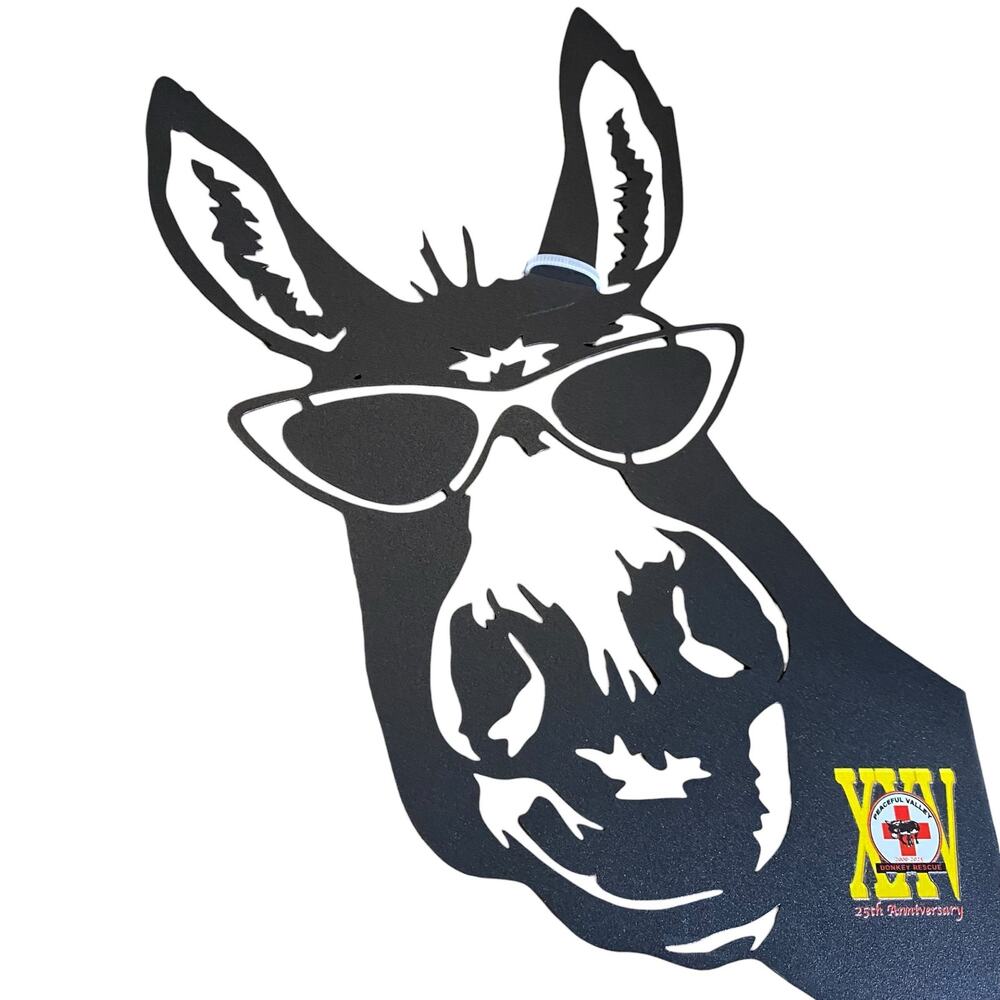 NWOB Metal Donkey Silhouette wearing Sunglasses Outdoor Decor Farm Garden - Picture 6 of 10